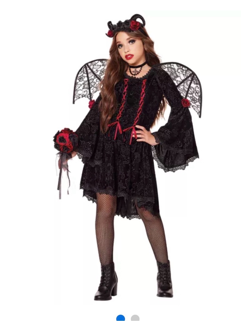 Spirit Black Gothic Devil Costume with Red Accents
